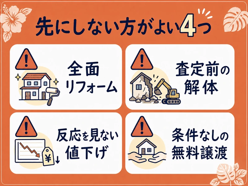 売れない空き家で先にしない方がよい4つ