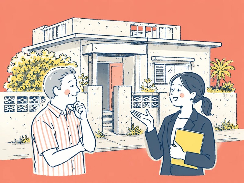 沖縄の空き家を現地で相談する様子